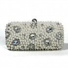 Stunning Evening Handbag With Pearls and Silver Stones 