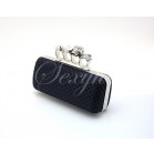 Trendy The Skull Four Finger Satin Clutch with Stylish Metal Embellishement