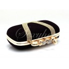 Fashionable Velvet Diamante Party Evening Clutch Bag Purse Handbag with Chain