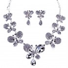 Delicate Crystal Butterflies Necklace & Drop Earrings Set