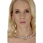 Delicate Crystal & Pearl Necklace and Set Drop Earrings Set