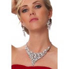 Lovely Necklace and Drop Earrings Set With Clear Crystals 