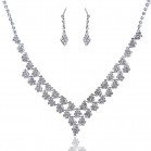 Stunning Silver Tone Necklace And Set Of Earrings
