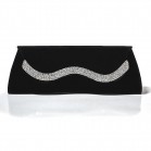 Classic Black Evening Handbag with Wave Shaped Diamante Design