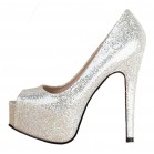 Glistening 4.5 Inches Peep Toe High Heel Platform Celebrity Shoes