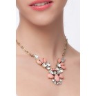 Retro Flower Choker Necklace With Gemstone & Crystal