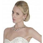 Gorgeous Swarovski crystals & pearls choker style necklace and set of clip on earrings