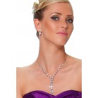 Purple & Clear Crystals Necklace & Set Of Drop Earrings