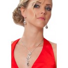 Stunning Silver Necklace And Drop Earrings With Clear Swarovski Crystals