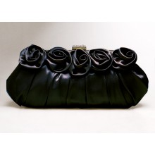 Elegant Evening Clasped Handbag With Flowers Details