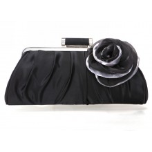 Evening Handbag With Flower, Available in Black Red and Purple