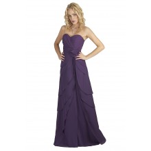 Beautiful Purple Strapless Oval Cutaway Front Evening Bridesmaid Dress