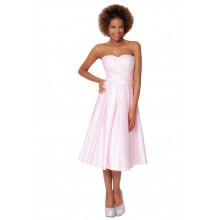SEXYHER Sexy Strapless Damask Knee Length Cocktail Baby Pink Bridesmaids Dress