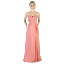 Lovely Dusky Pink Strapless Lace Back Long Evening Bridesmaids Dress