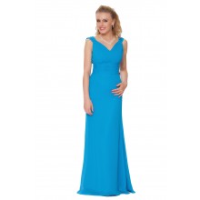 SEXYHER Steel Blue Charming V-neck Tunic Backless Formal Evening Dress 