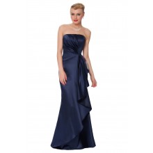 UK14-SEXYHER Gorgeous Floor-Length Strapless Pleats Ruching Layered Midnight Blue Bridesmaids Gown Dress 