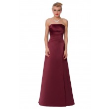 SEXYHER Burgundy Exquisite Floor-Length Strapless Pleats Ruching Formal Evening Dress