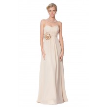 Lovely Strapless Latte Bridesmaid Dress Evening Dress with Flower  Detail