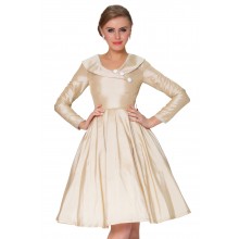 SEXYHER Ladies 1950's Vintage Style Lapel With Delicate Buttons  Long Sleeve Classic Dress - RBJW1613