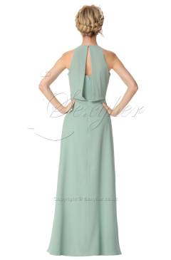 SEXYHER Halter Neckline Back-Draped  Details Sage Green Bridesmaids Formal Evening Dress -EDJ1829
