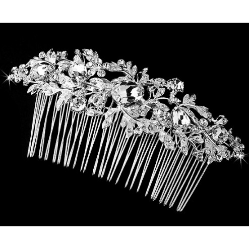 Stunning Hair Comb With Clear Crystals 