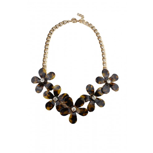 Elegant Vintage Leopard Flowers Plastic Choker Necklace