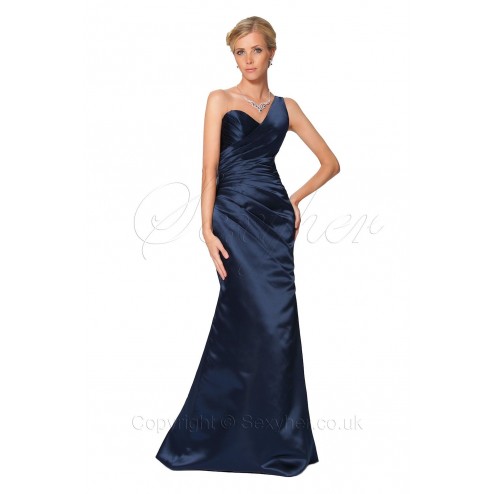 Sexy Atmosphere One Shoulder Folds Long Evening Prom Midnight Blue,Royal Blue Dress