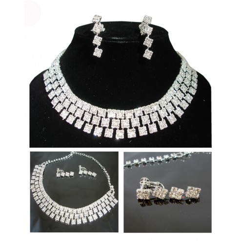 Gorgeous Silver Tone Necklace &  Set Of Earrings.