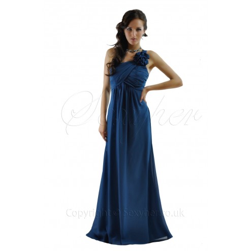 Lovely One Shoulder Evening Bridesmaid Dress in cad bury purple, teal, midnight blue and many other colours