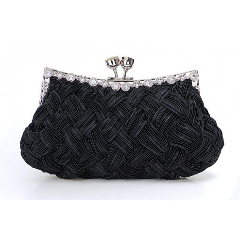 Vintage Pleated Evening Handbags Available in Black Grey Pink & Red