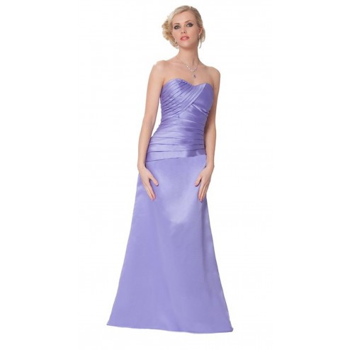 Classic and Elegant Han Purple Strapless Long Evening Bridesmaid  Dress