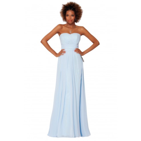 SEXYHER Simple Full Length Strapless Cloudy Blue Bridesmaids Formal Evening Dress-EDJ1567