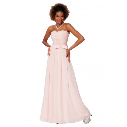 SEXYHER Nectarean Full Length Strapless Bow Decorative Pale Pink Bridesmaids Evening Dress