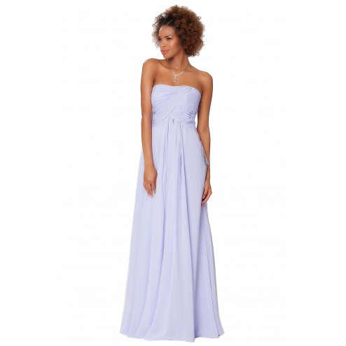 SEXYHER Elegant Fold Strapless Floor-Length Lilac Bridesmaids Formal Evening Dress