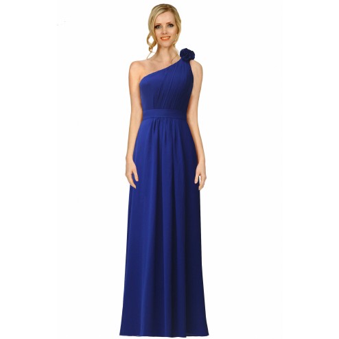 SEXYHER One Shoulder Ruching Style Royal Blue Bridesmaids Formal Floor-length Evening Dress -EDJ1749