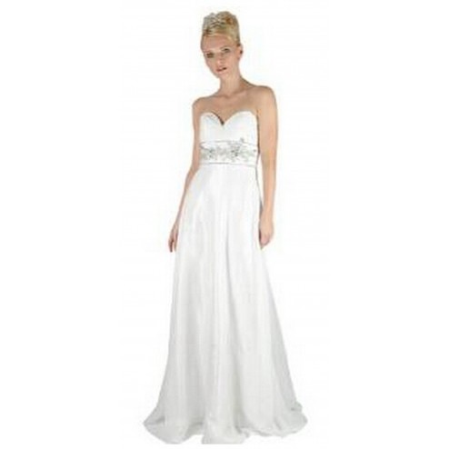 Beautiful White Strapless Sweetheart Beaded Long Evening Gown