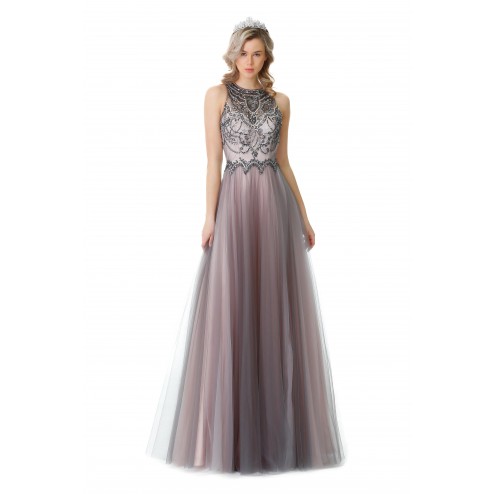 Beautiful tulle prom dress with matching beadings -EDK16119