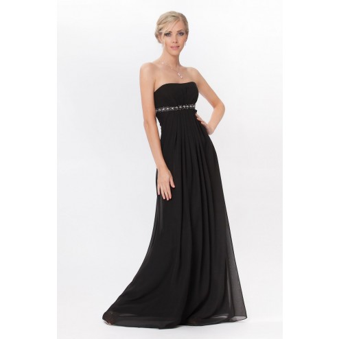 Strapless Black Full Length Evening Bridesmaid Dress