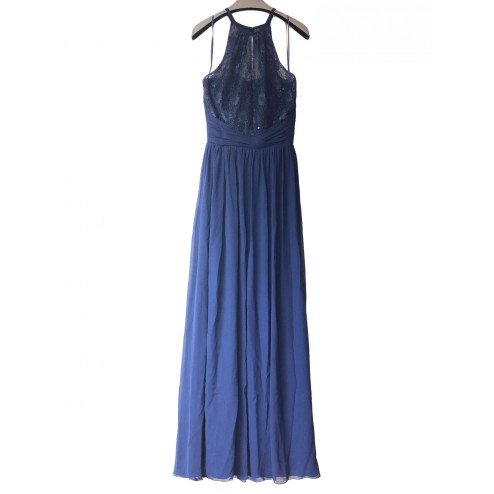 UK8 Navy Sparkling Sequins Lace Halter Neckline Bridesmaids Formal Floor-length Evening Dress -EDJ1748S/1