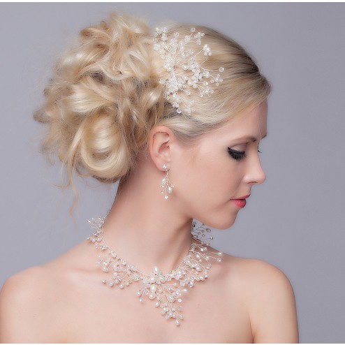 SEXYHER Stunning Hair Comb With Pearls and Clear Crystals 