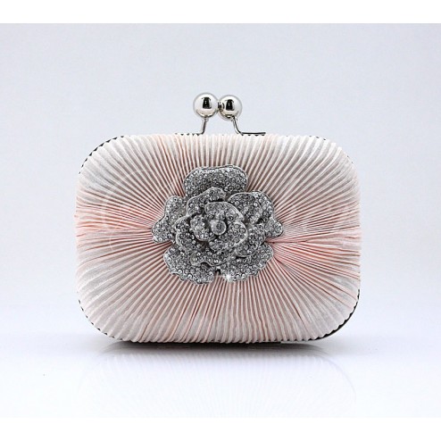 Stunning Pleated Diamante Bridal Party Handbag Evening Clutch Bag Purse