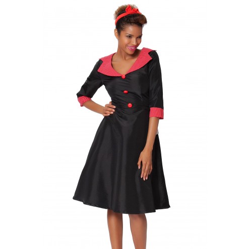 SEXYHER Ladies 1950's Vintage Style Classic Shawl Collar Dress 