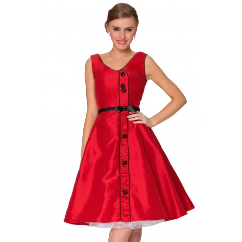 SEXYHER Ladies 1950's Vintage Style  Delicate Buttons Bowknot Detail Classic Dress - RBJW1615