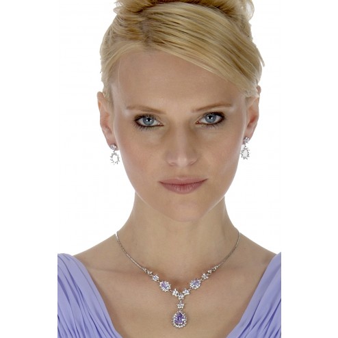 Stunning Design Purple Crystal Necklace