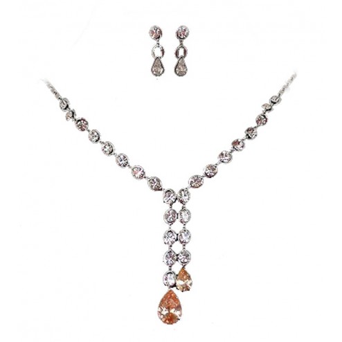 Lovely Silver Plated Necklace & Set Of Drop Earrings
