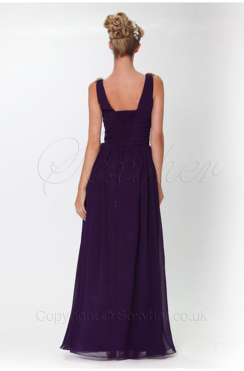 Elegant Chiffon V Neck Style Long Evening Burgundy,Dark Purple Bridesmaids Dress