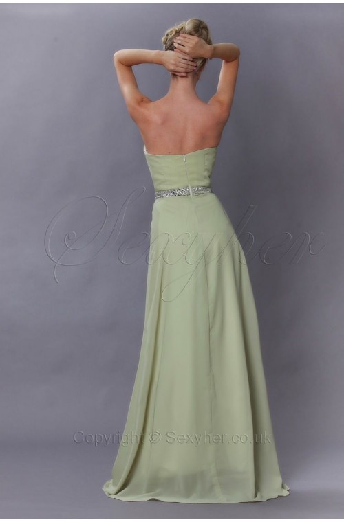 Charming Strapless Fan Shaped Embroidered Strapless Long Evening Bridesmaid Dress