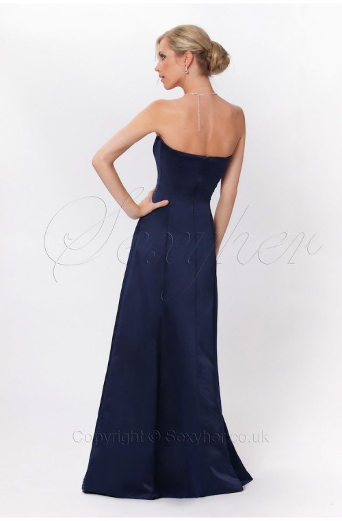Simple Yet Elegant Full Length Strapless Evening Midnight Blue,Red Dress