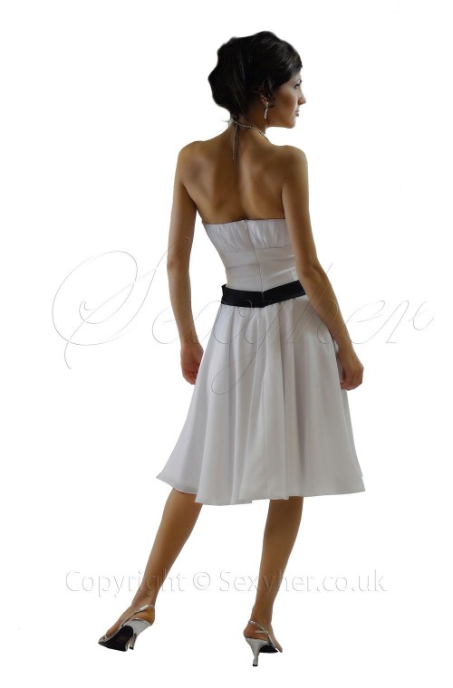 Ascot Style White Strapless Cocktail Dress