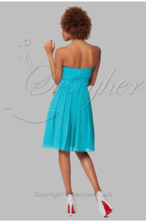 SEXYHER Turquoise Charming Sweetheart  Knee Length Chiffon Classic Dress